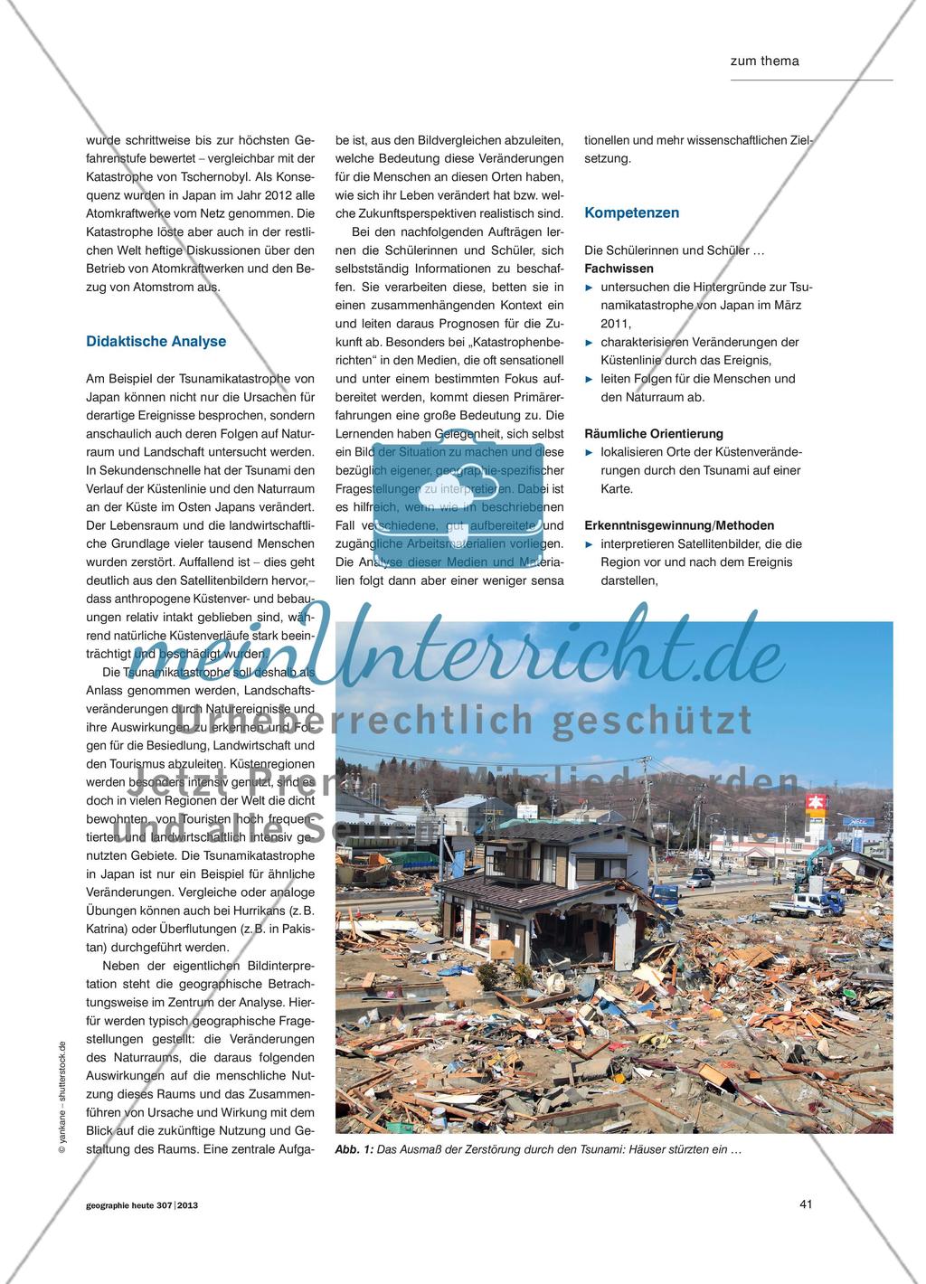 Gefährdung und Zerstörung von Küstenlandschaften - Satellitenbildgestützte Analyse am Beispiel des Tsunamis von Japan Preview 2