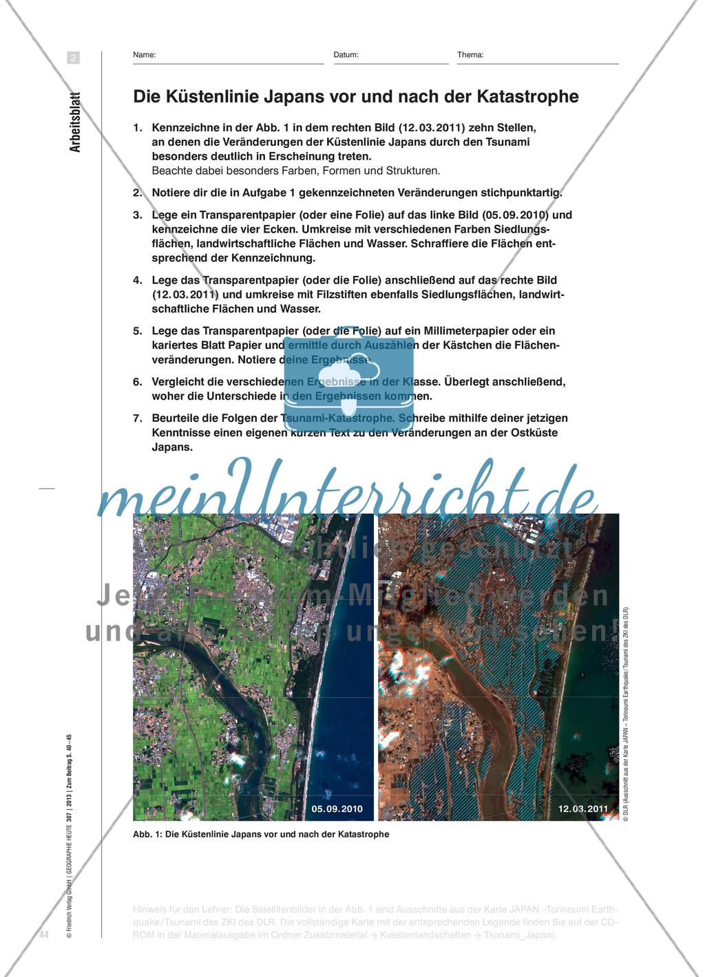 Gefährdung und Zerstörung von Küstenlandschaften - Satellitenbildgestützte Analyse am Beispiel des Tsunamis von Japan Preview 5