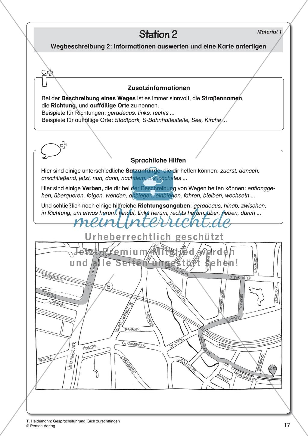 Gesprächsführung: Station 1 und 2 - Wegbeschreibung: Karten lesen, auswerten und anfertigen Preview 4