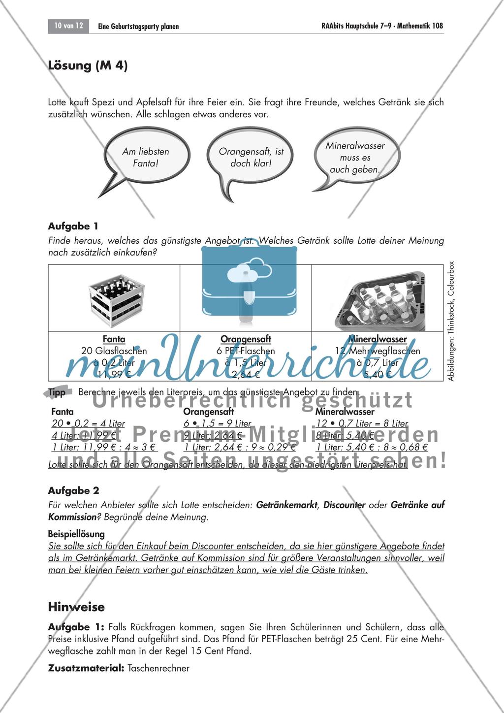 Rechenbeispiele aus dem Alltag: Eine Geburtstagsparty planen Preview 10