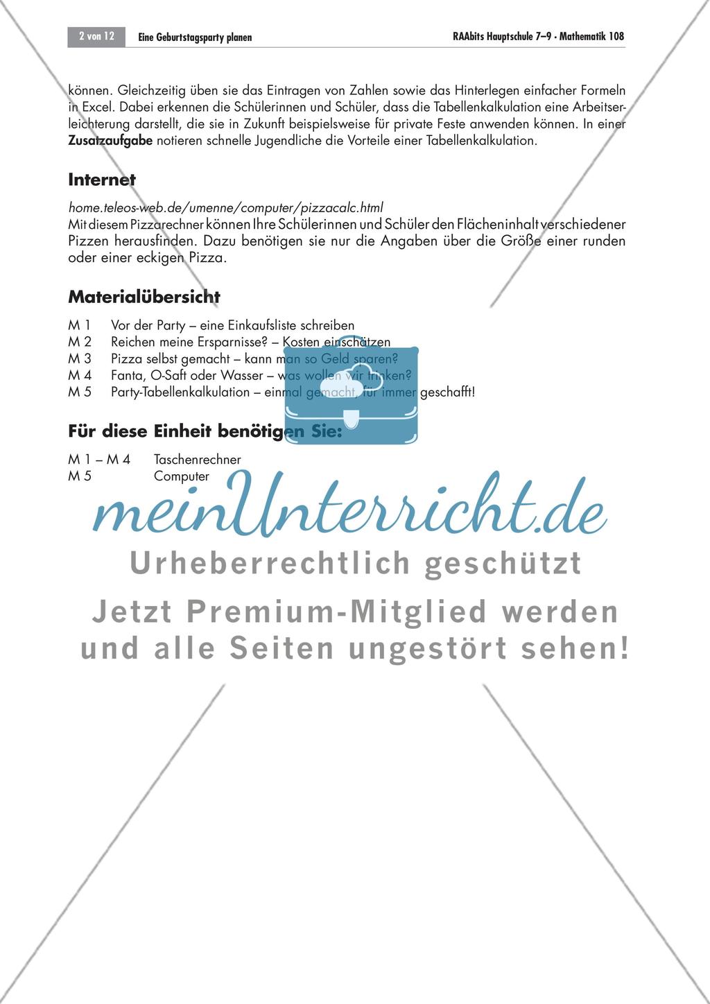 Rechenbeispiele aus dem Alltag: Eine Geburtstagsparty planen Preview 2