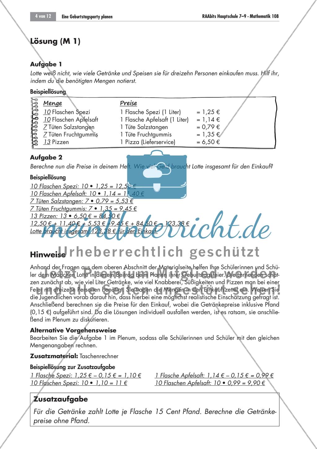 Rechenbeispiele aus dem Alltag: Eine Geburtstagsparty planen Preview 4