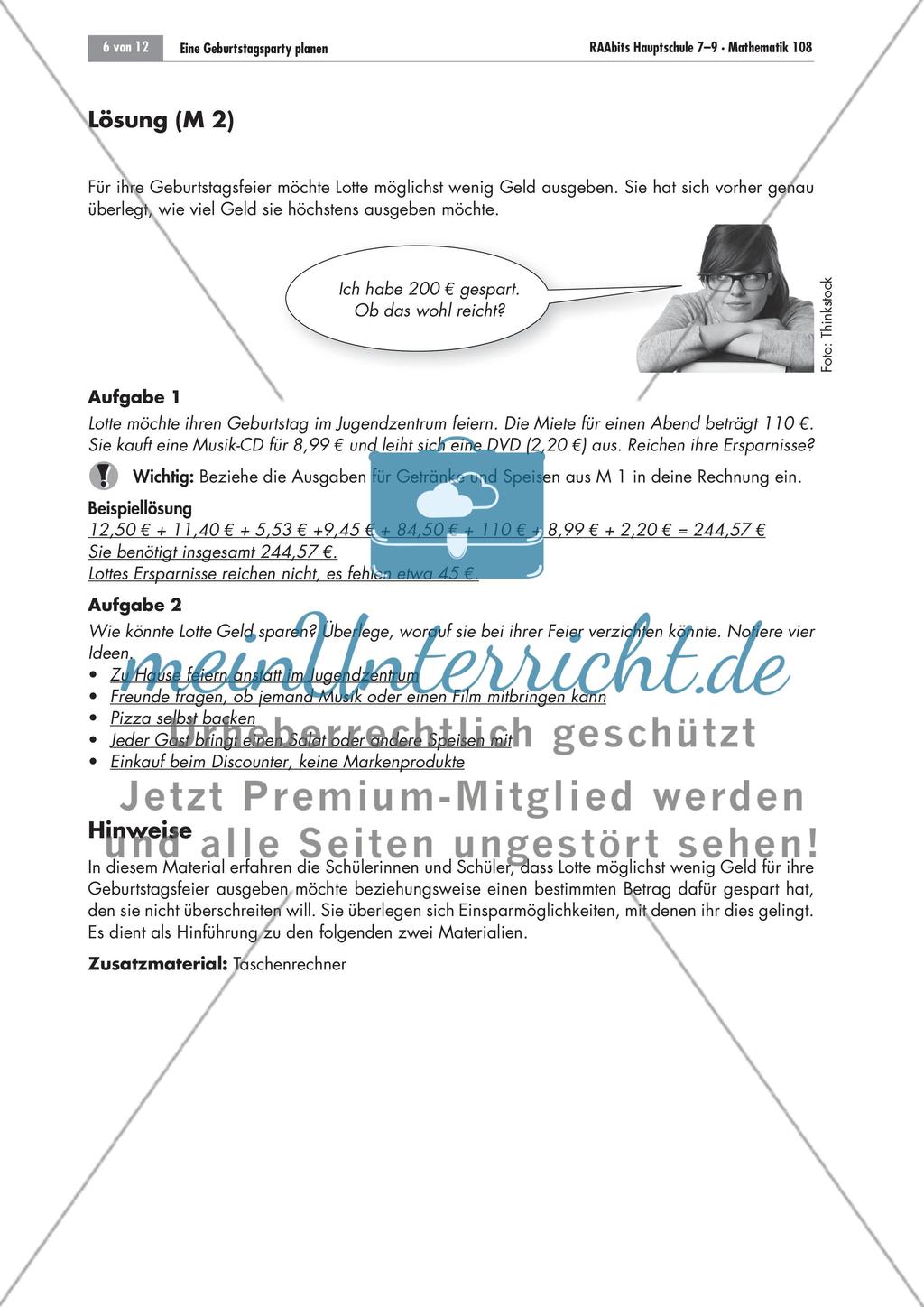 Rechenbeispiele aus dem Alltag: Eine Geburtstagsparty planen Preview 6
