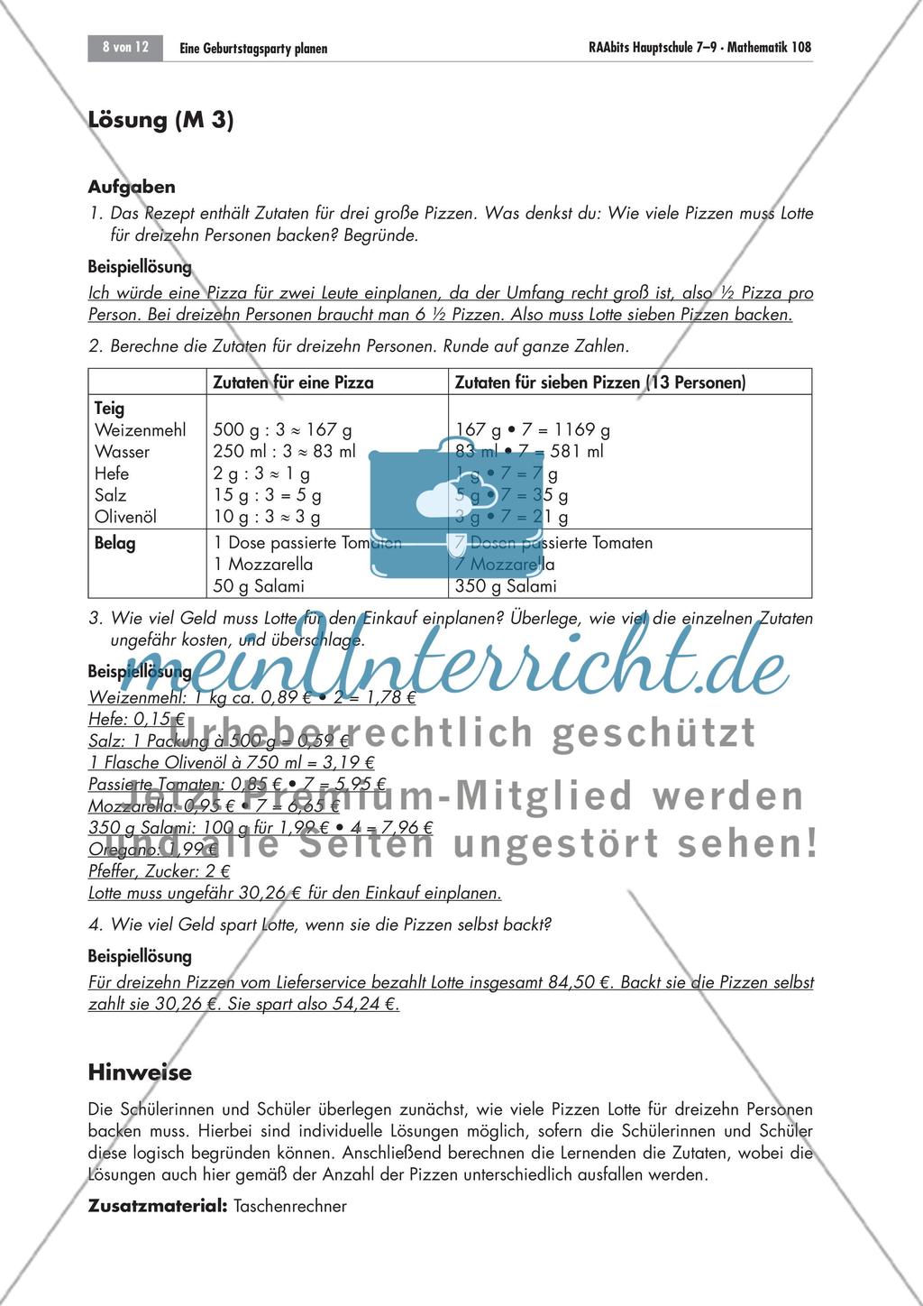 Rechenbeispiele aus dem Alltag: Eine Geburtstagsparty planen Preview 8