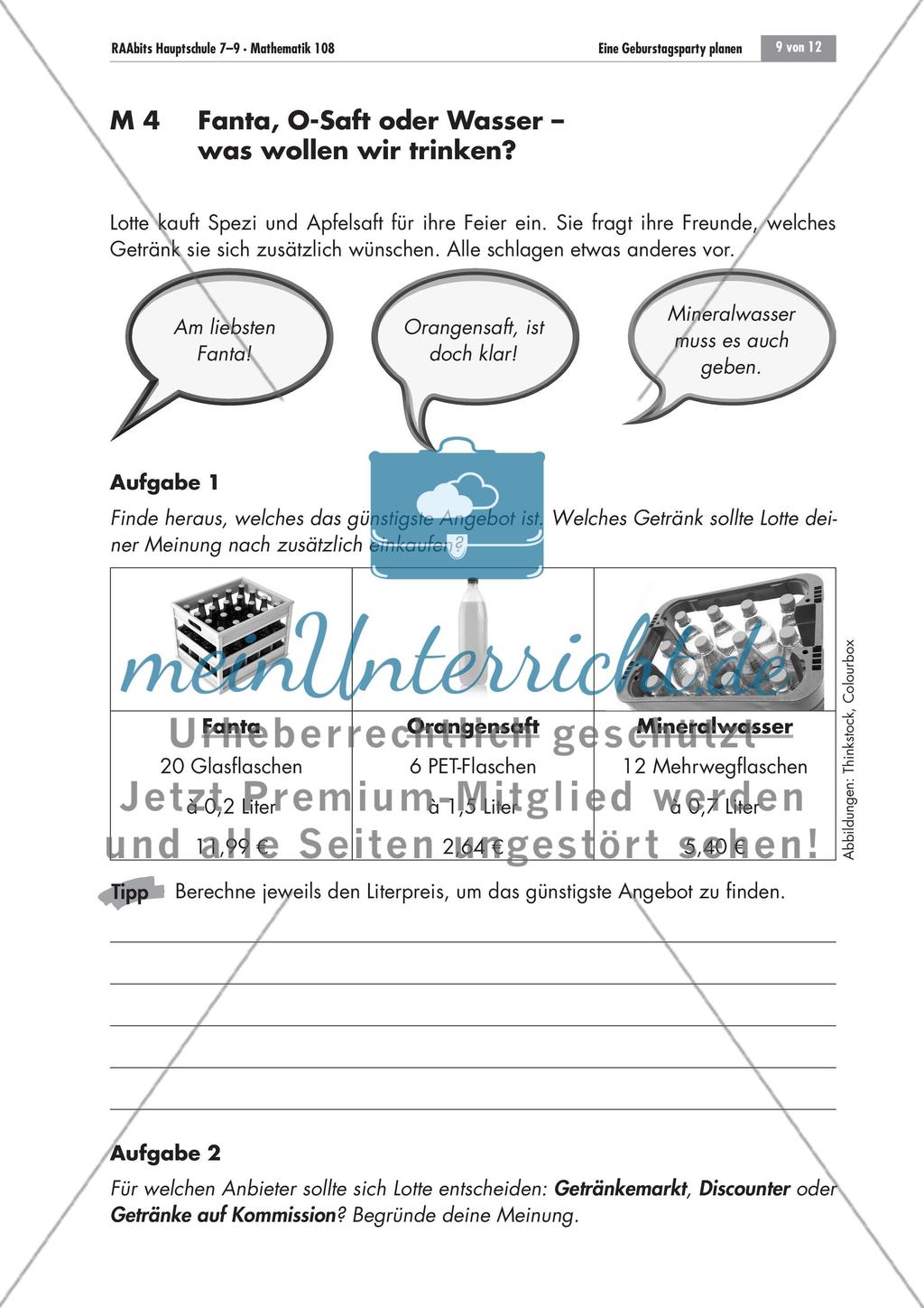 Rechenbeispiele aus dem Alltag: Eine Geburtstagsparty planen Preview 9