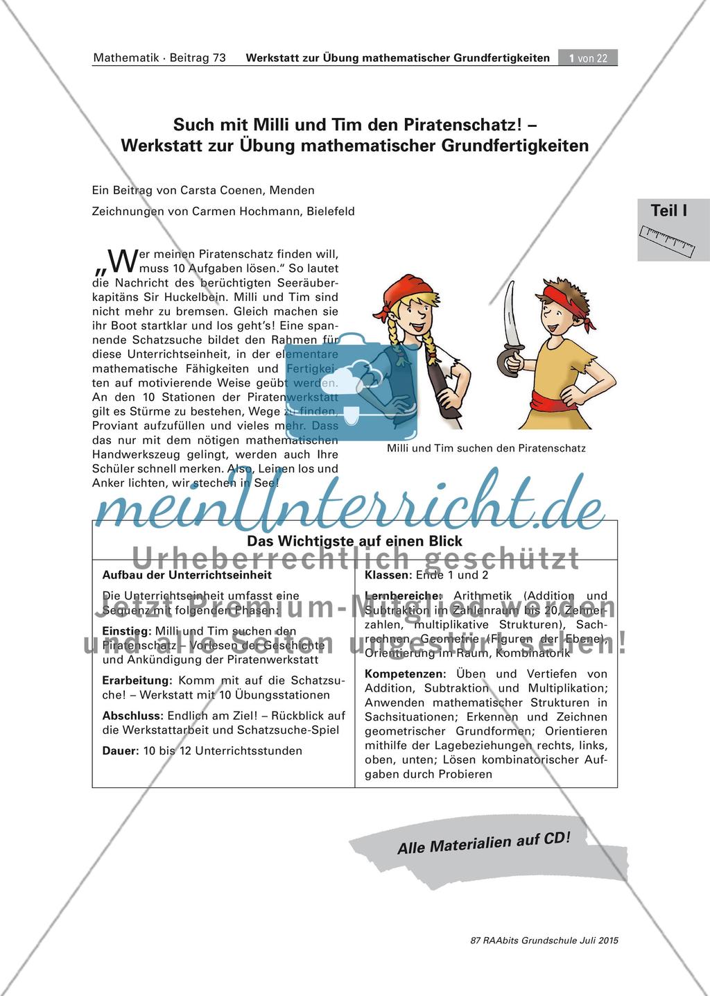 Mathematische Grundfertigkeiten: Piratenwerkstatt Preview 1