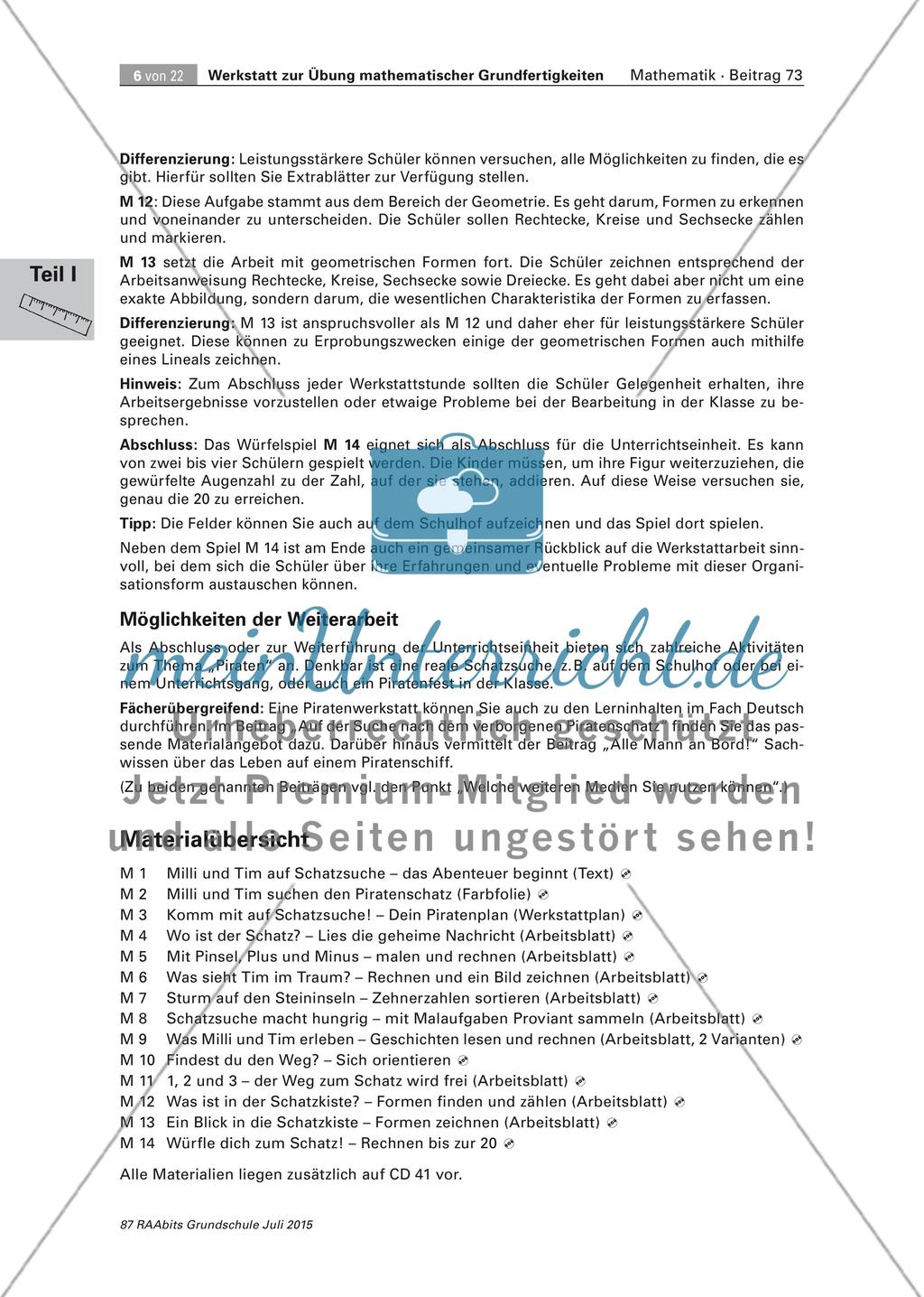 Mathematische Grundfertigkeiten: Piratenwerkstatt Preview 6