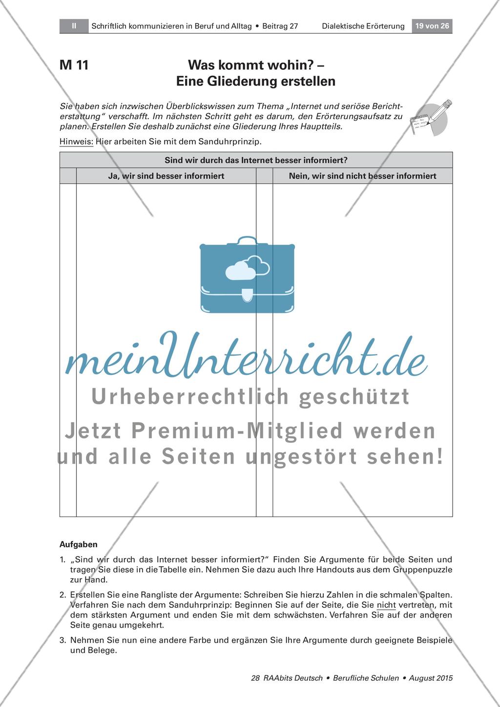 Einleitung, Hauptteil und Schluss - Planen und Schreiben der Erörterung Preview 3