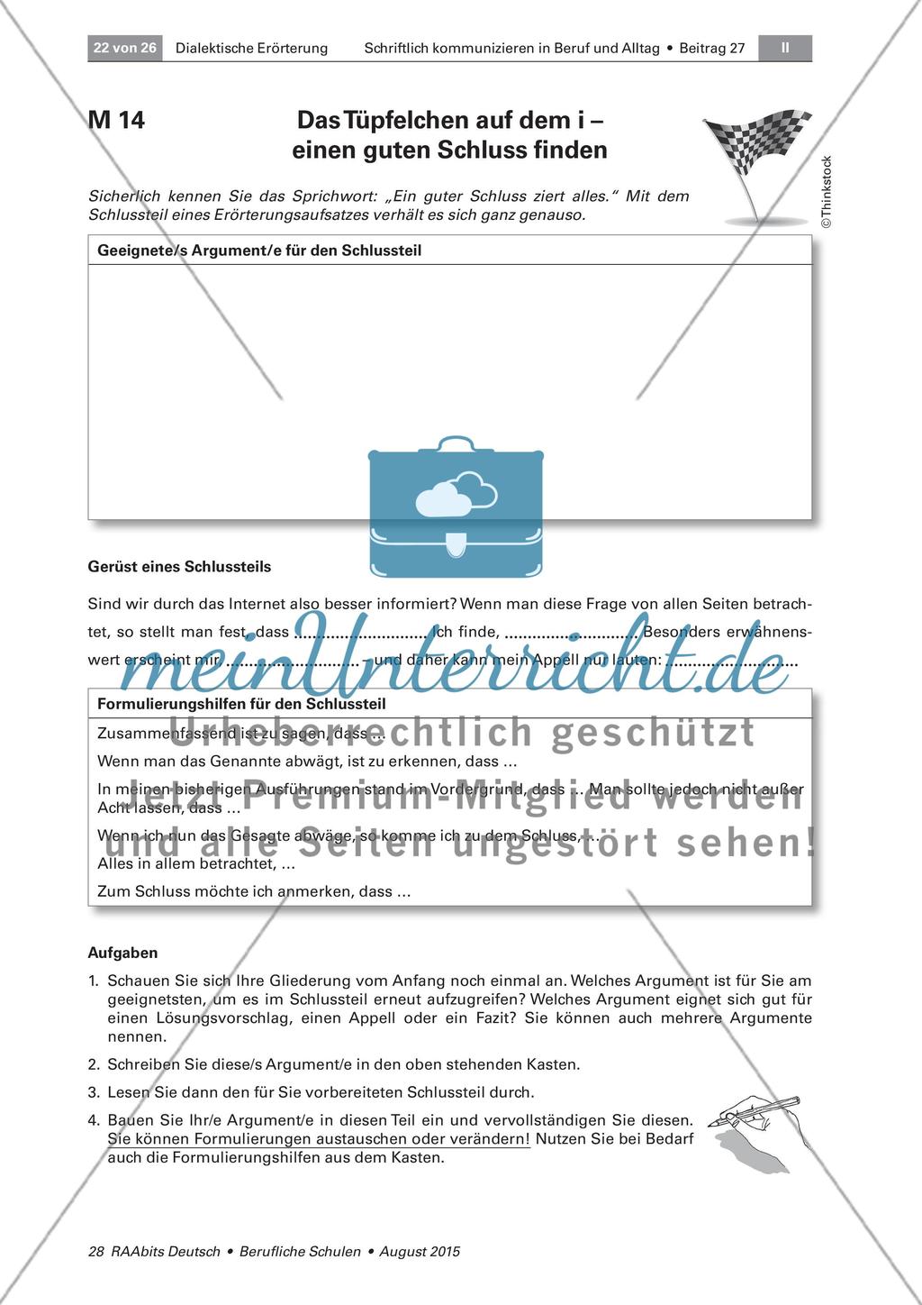 Einleitung, Hauptteil und Schluss - Planen und Schreiben der Erörterung Preview 6