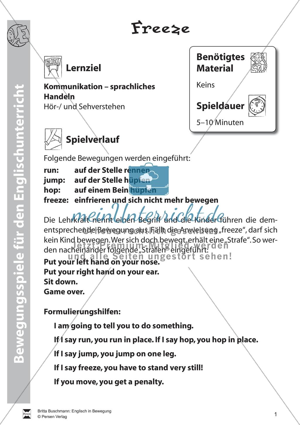 Bewegungsspiele für den Englischunterricht Preview 3