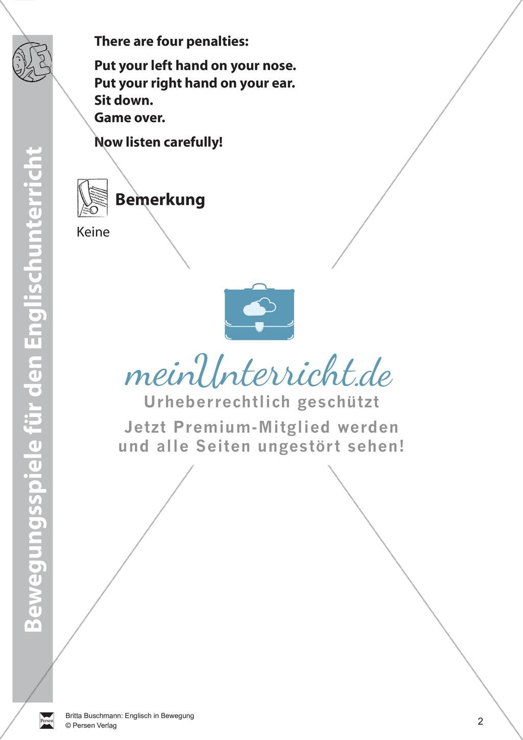 Bewegungsspiele für den Englischunterricht Preview 4