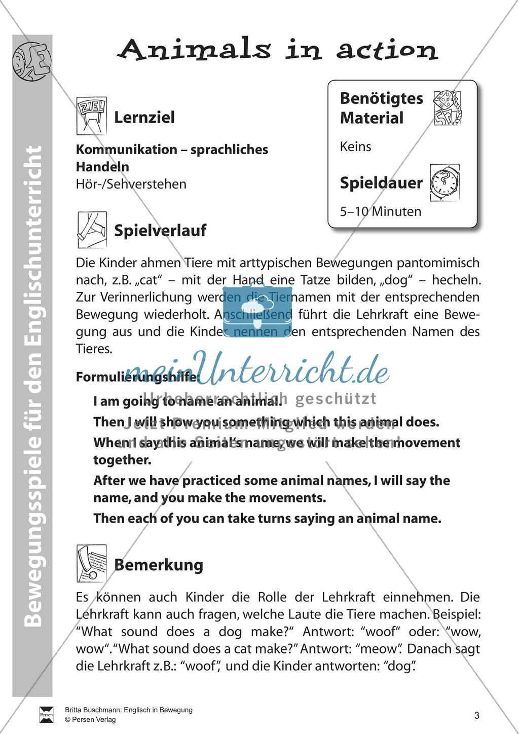 Bewegungsspiele für den Englischunterricht Preview 5