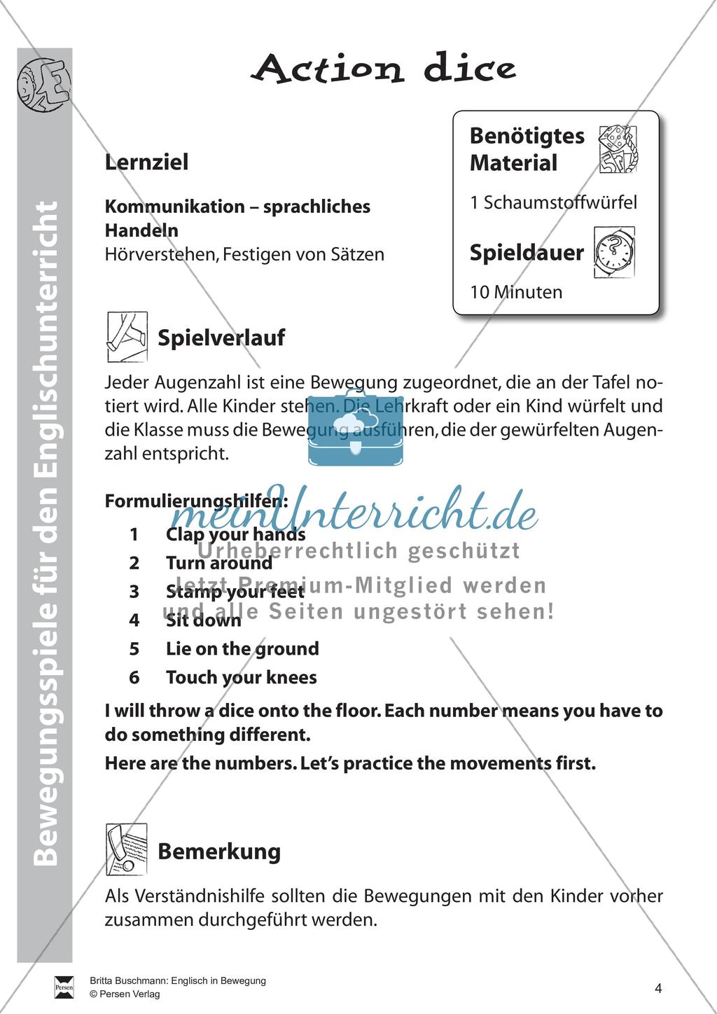 Bewegungsspiele für den Englischunterricht Preview 6