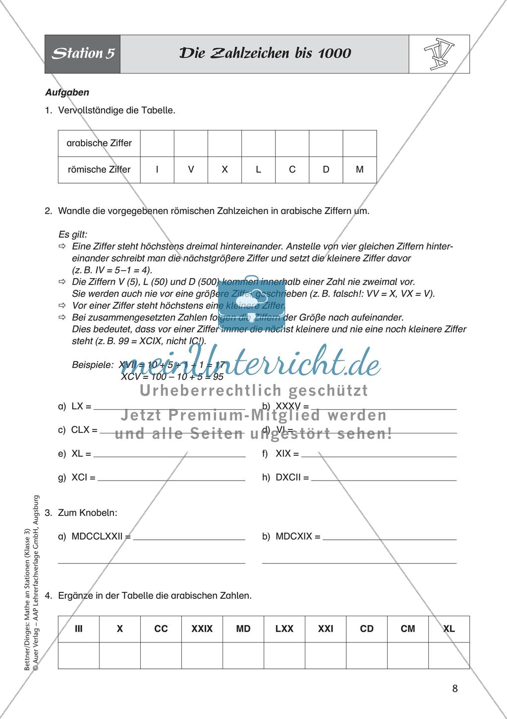 Mathe an Stationen: Römische Zahlen Preview 10