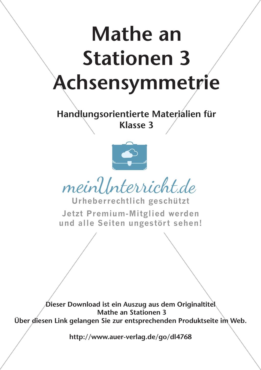 Mathe an Stationen: Achsensymmetrie Preview 2