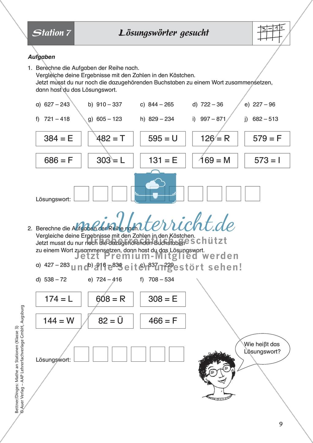 Mathe an Stationen: Subtraktion Preview 11