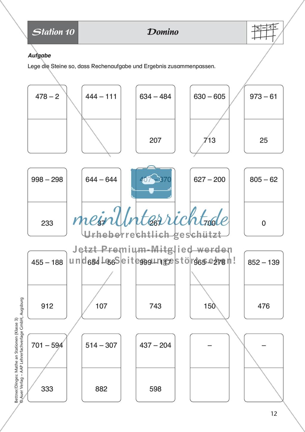 Mathe an Stationen: Subtraktion Preview 14