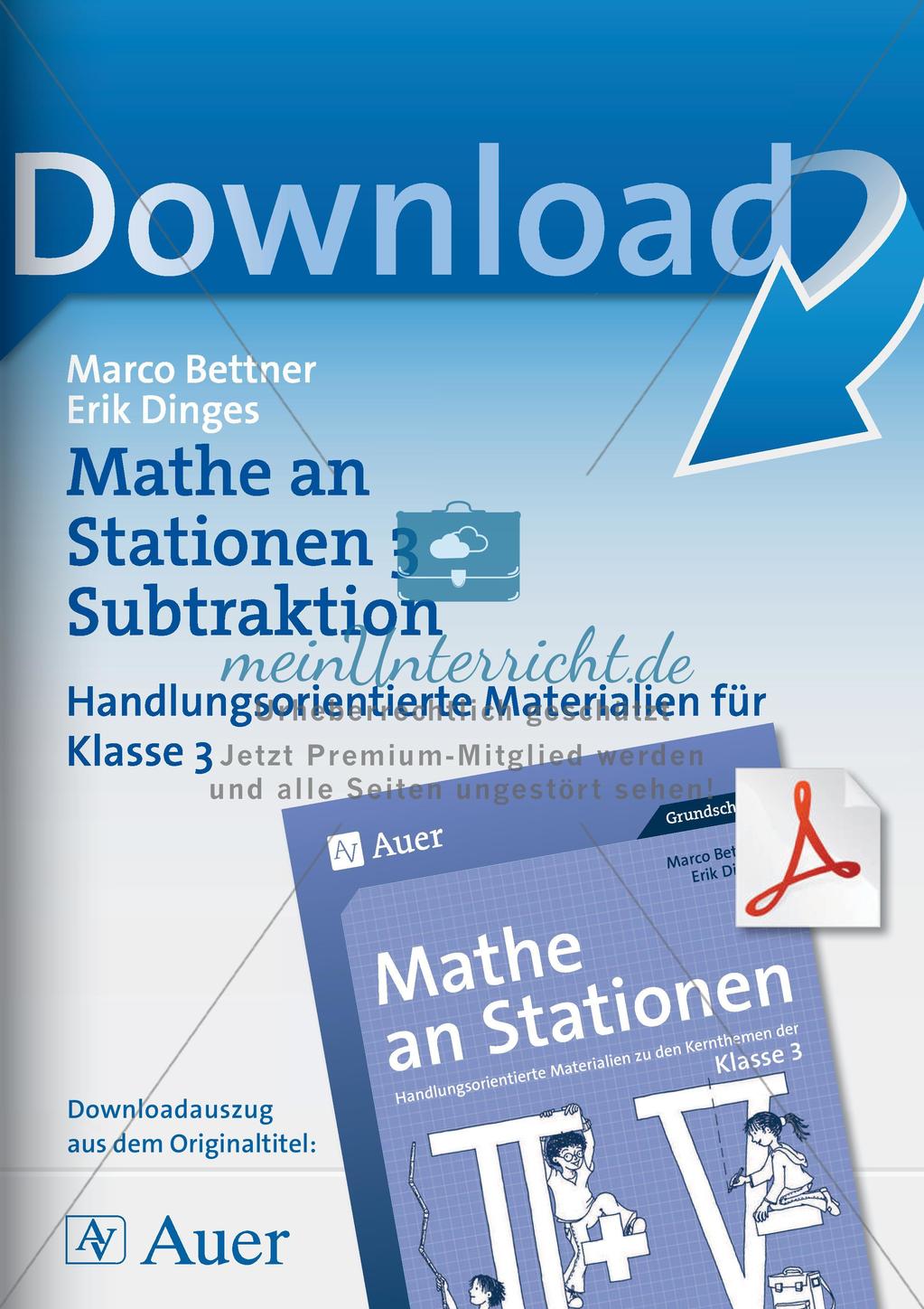 Mathe an Stationen: Subtraktion Preview 1