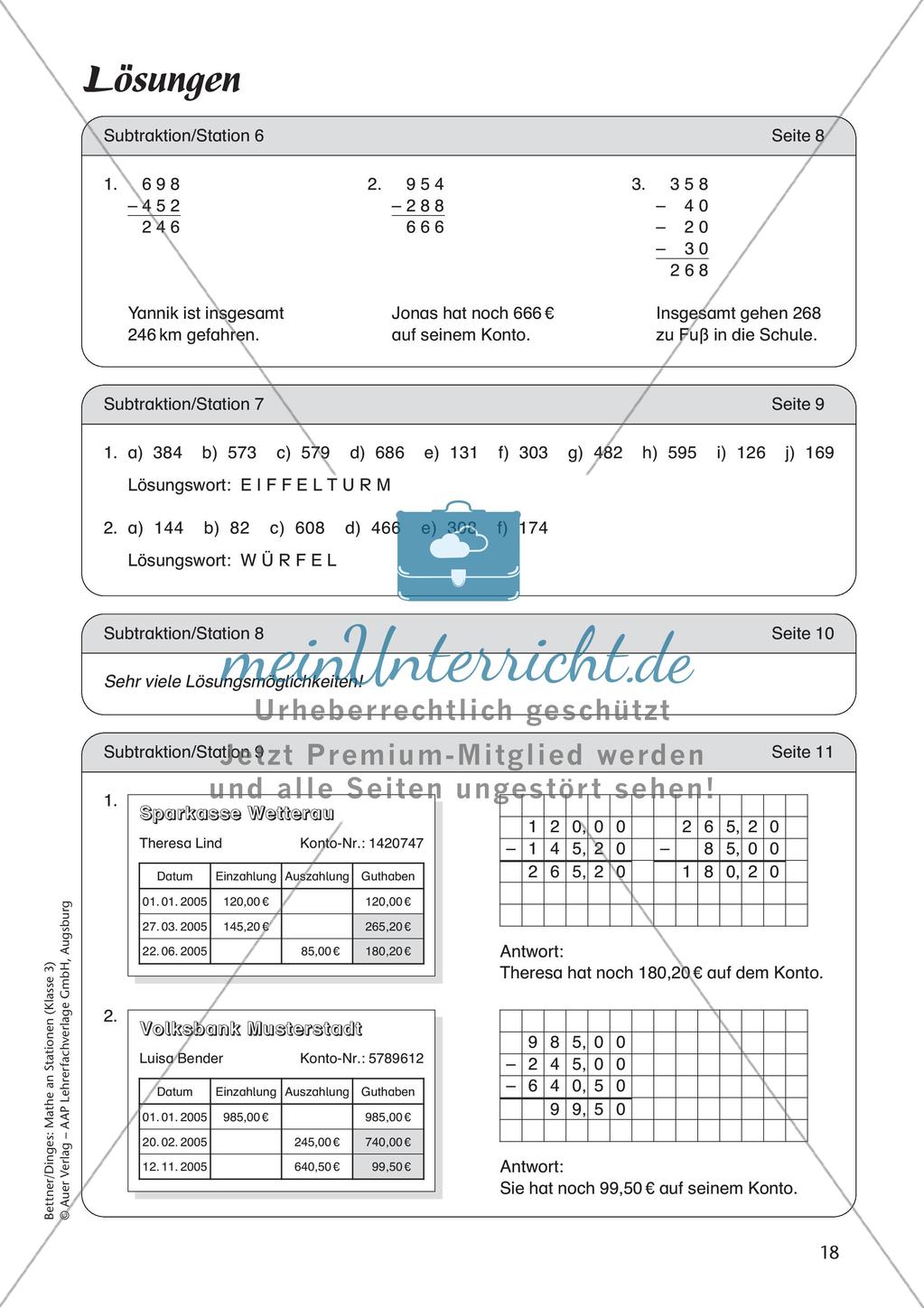 Mathe an Stationen: Subtraktion Preview 20