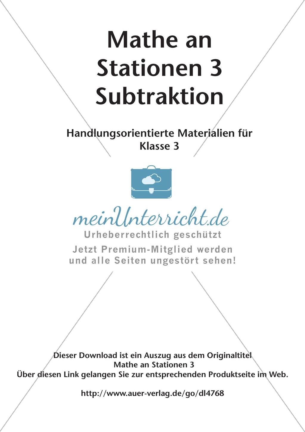 Mathe an Stationen: Subtraktion Preview 2