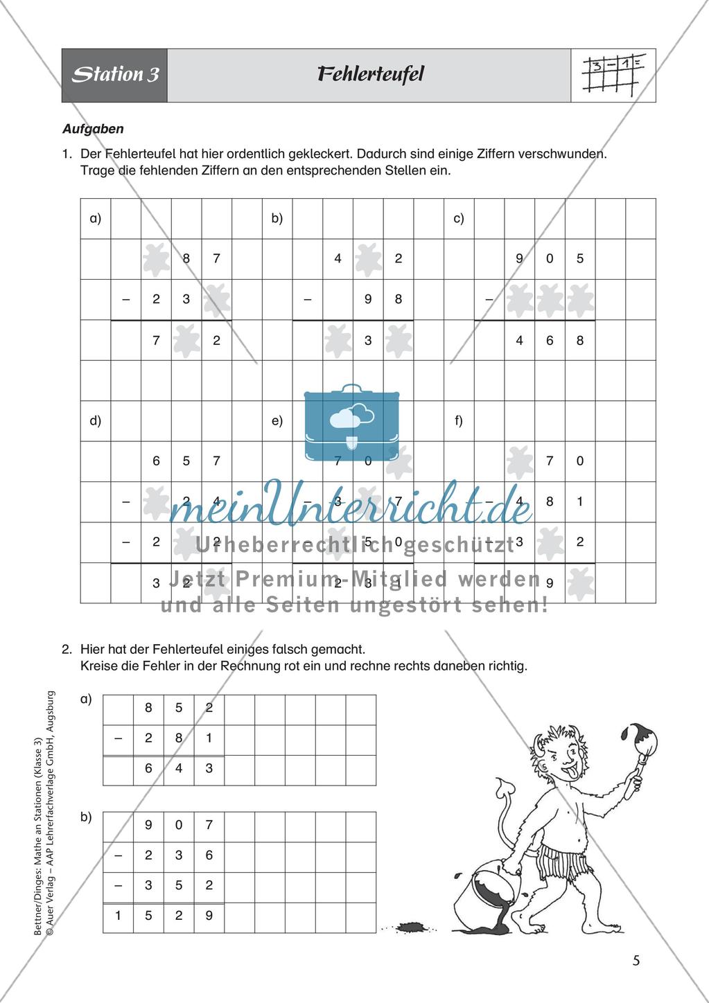 Mathe an Stationen: Subtraktion Preview 7
