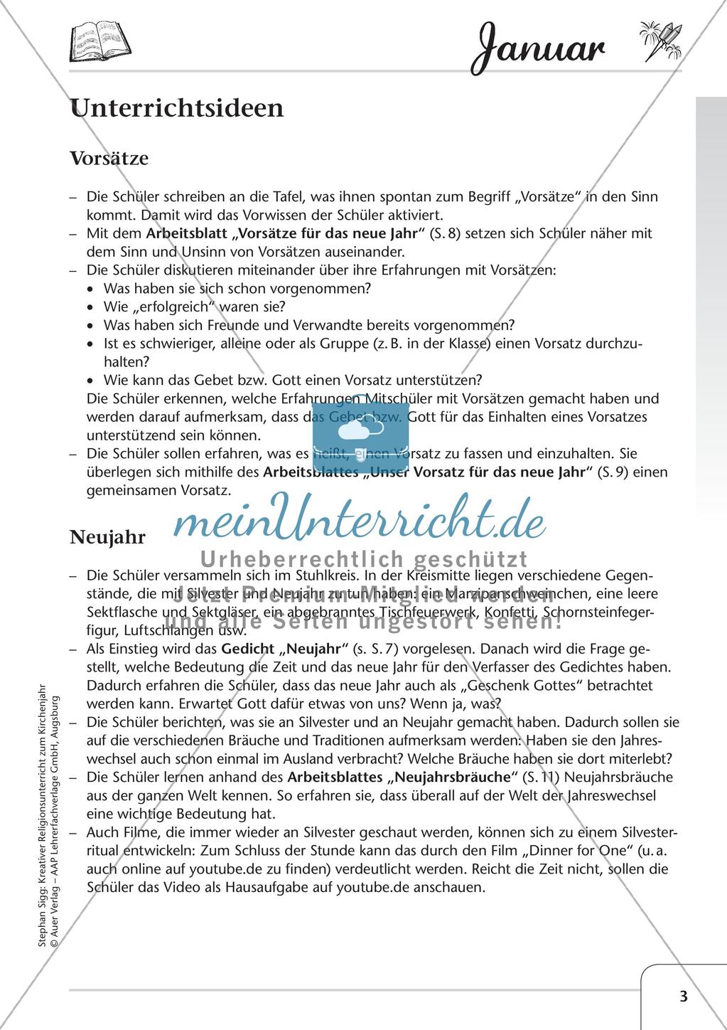 Das Kirchenjahr: Unterrichtsideen zum Januar Preview 5