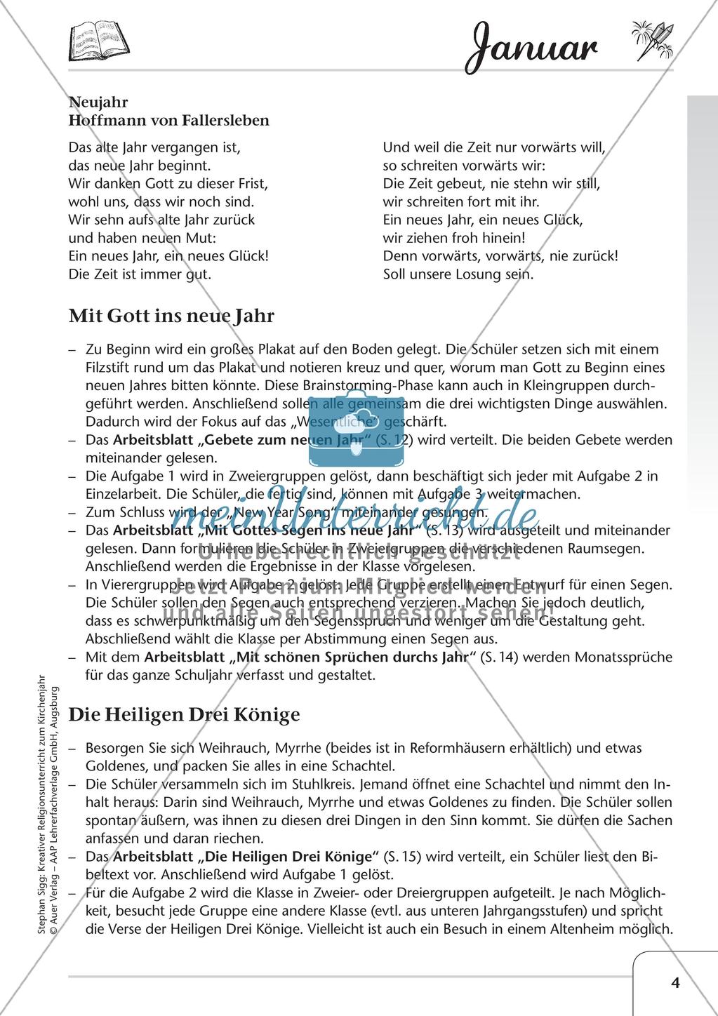 Das Kirchenjahr: Unterrichtsideen zum Januar Preview 6