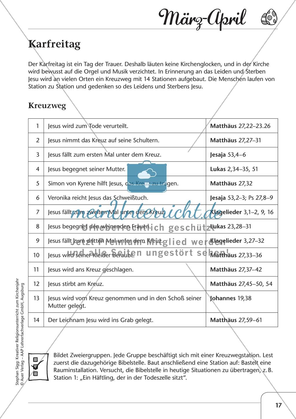 Das Kirchenjahr: Unterrichtsideen zu März bis April Preview 19