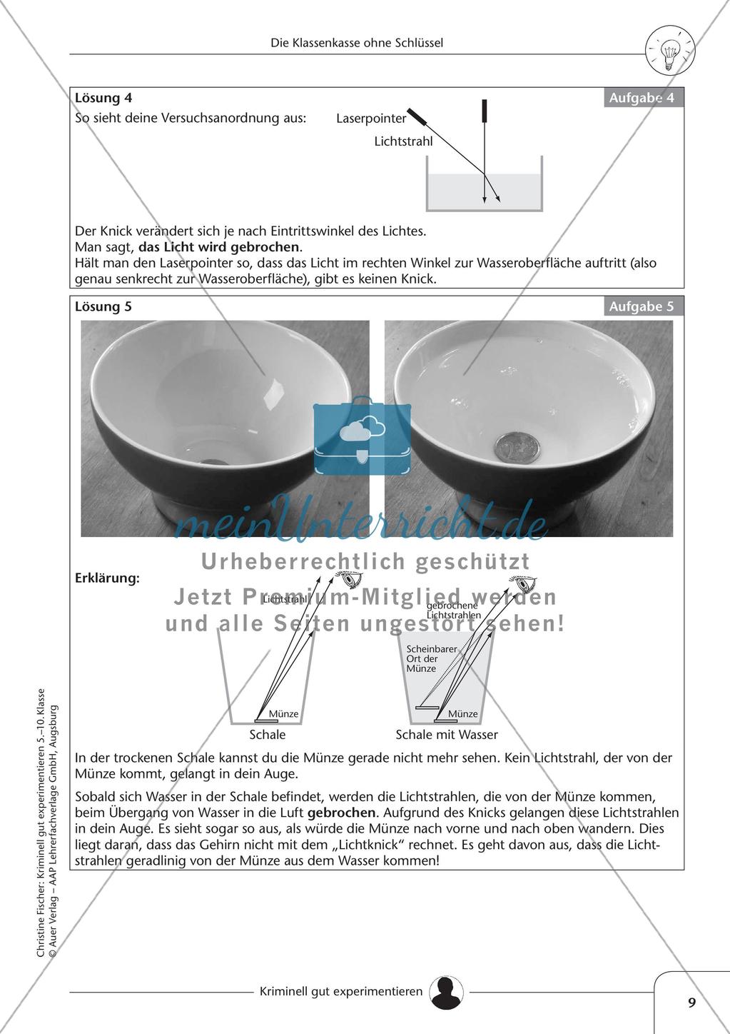 Experimente zur Lichtbrechung an der Grenzfläche Luft-Wasser Preview 11