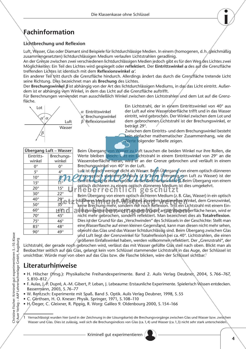 Experimente zur Lichtbrechung an der Grenzfläche Luft-Wasser Preview 6