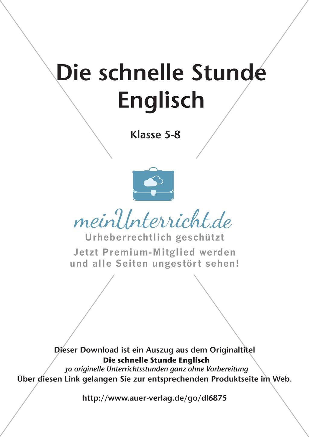 Die schnelle Stunde Englisch - Vertretungsstunden für die Sekundarstufe Preview 2