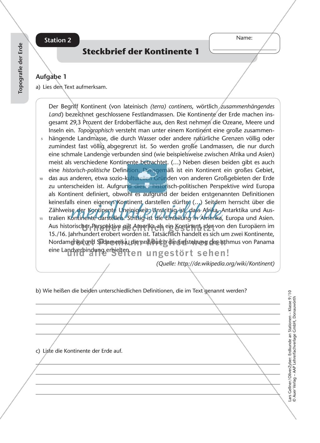Stationenarbeit: Topografie der Erde Preview 5