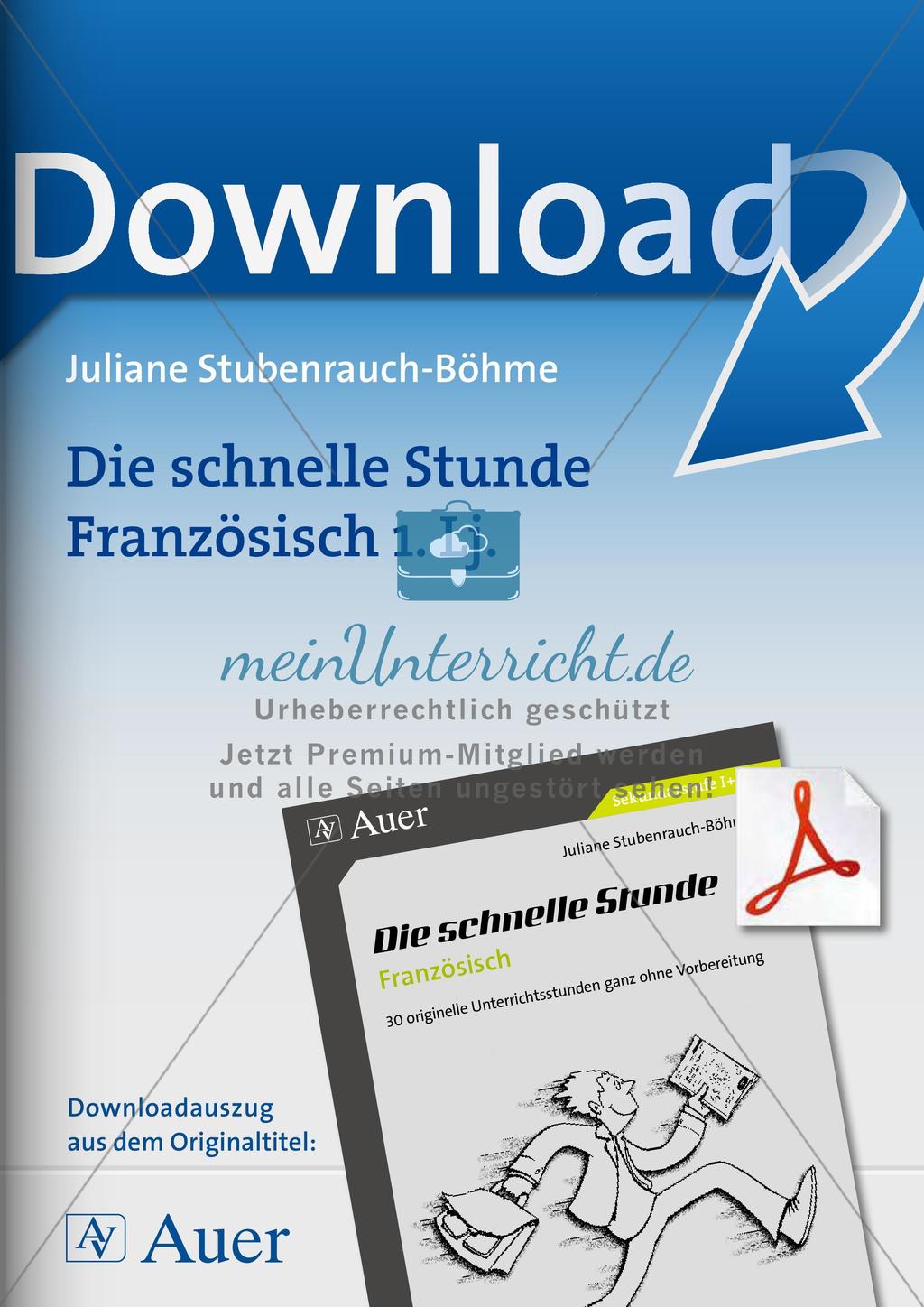 Die schnelle Stunde Französisch - Spiele und Unterrichtsideen ab dem 1. Lernjahr Preview 1