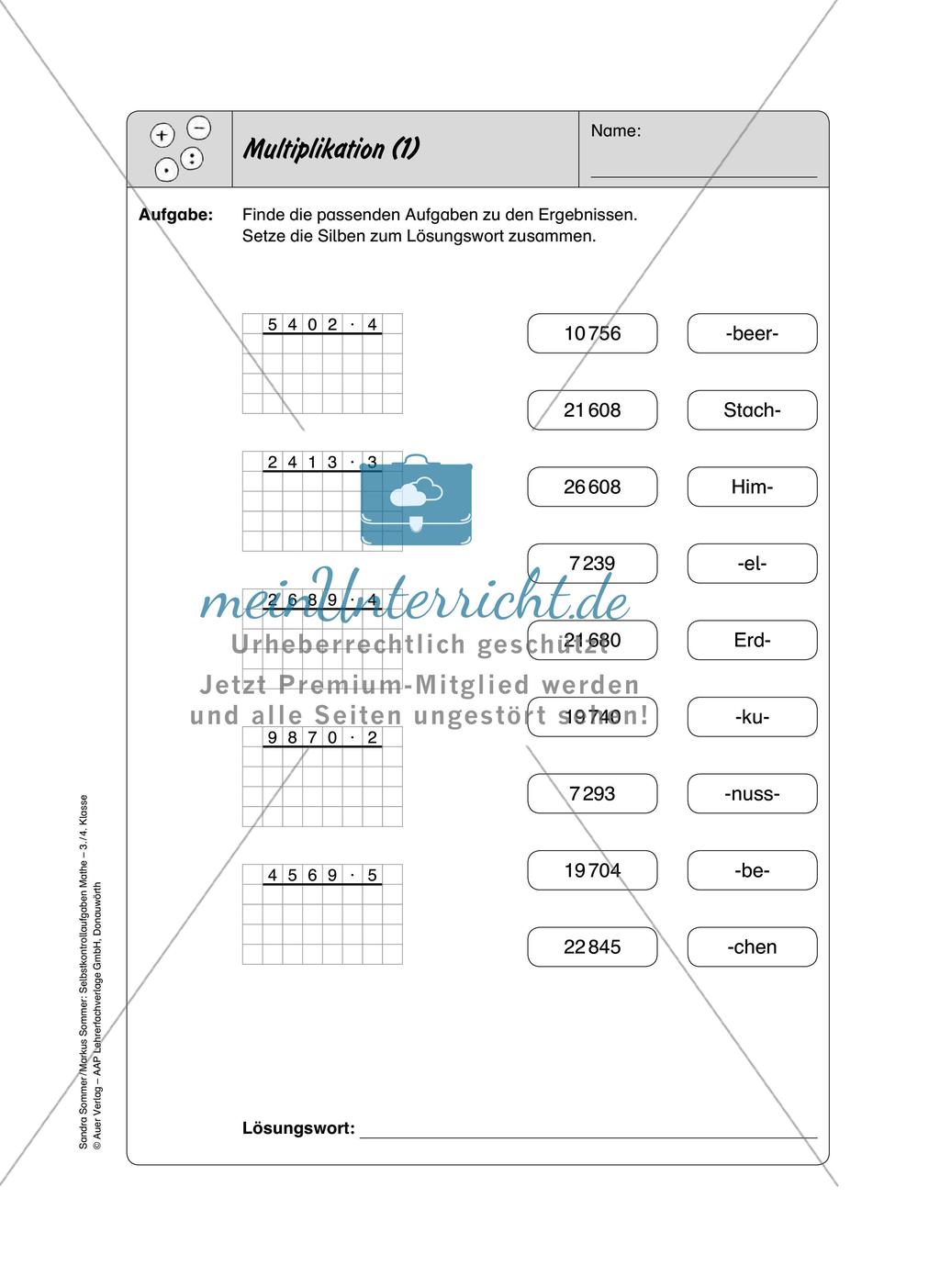 Selbstkontrollaufgaben - Zahlen und Operationen Preview 13