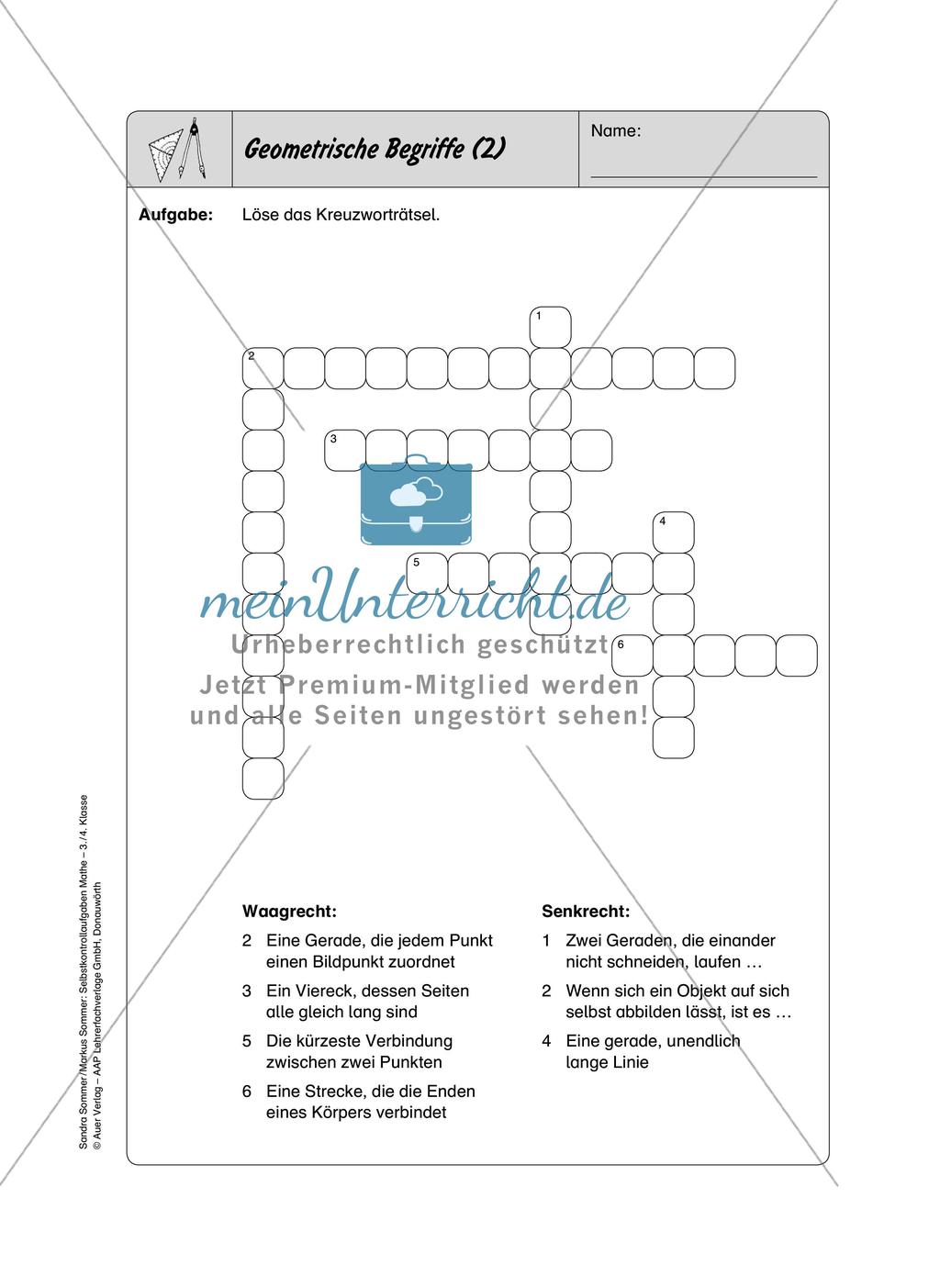 Selbstkontrollaufgaben - Geometrie Preview 8