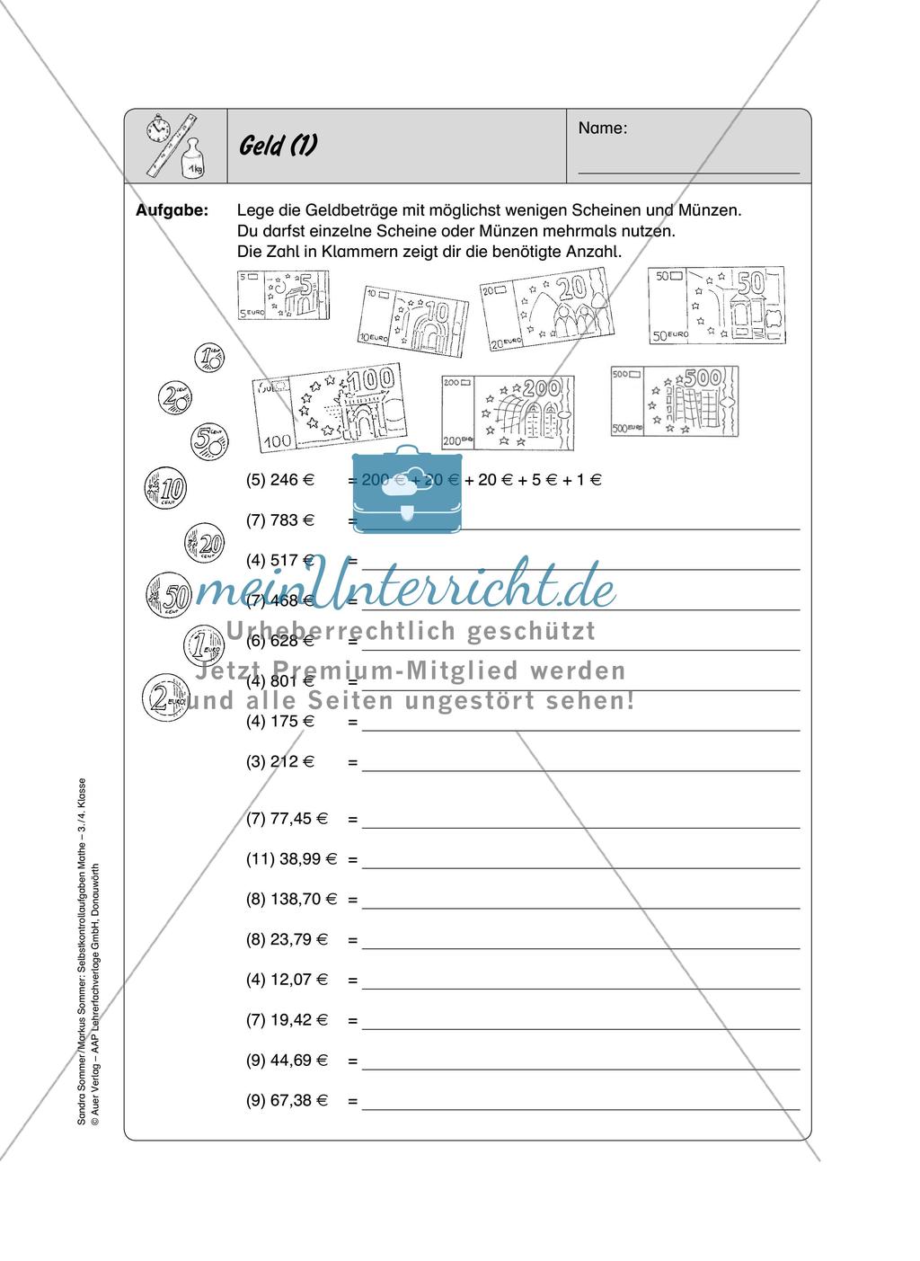 Selbstkontrollaufgaben Mathematik: Größen Preview 10