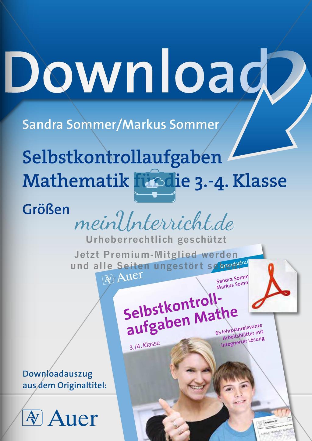 Selbstkontrollaufgaben Mathematik: Größen Preview 1