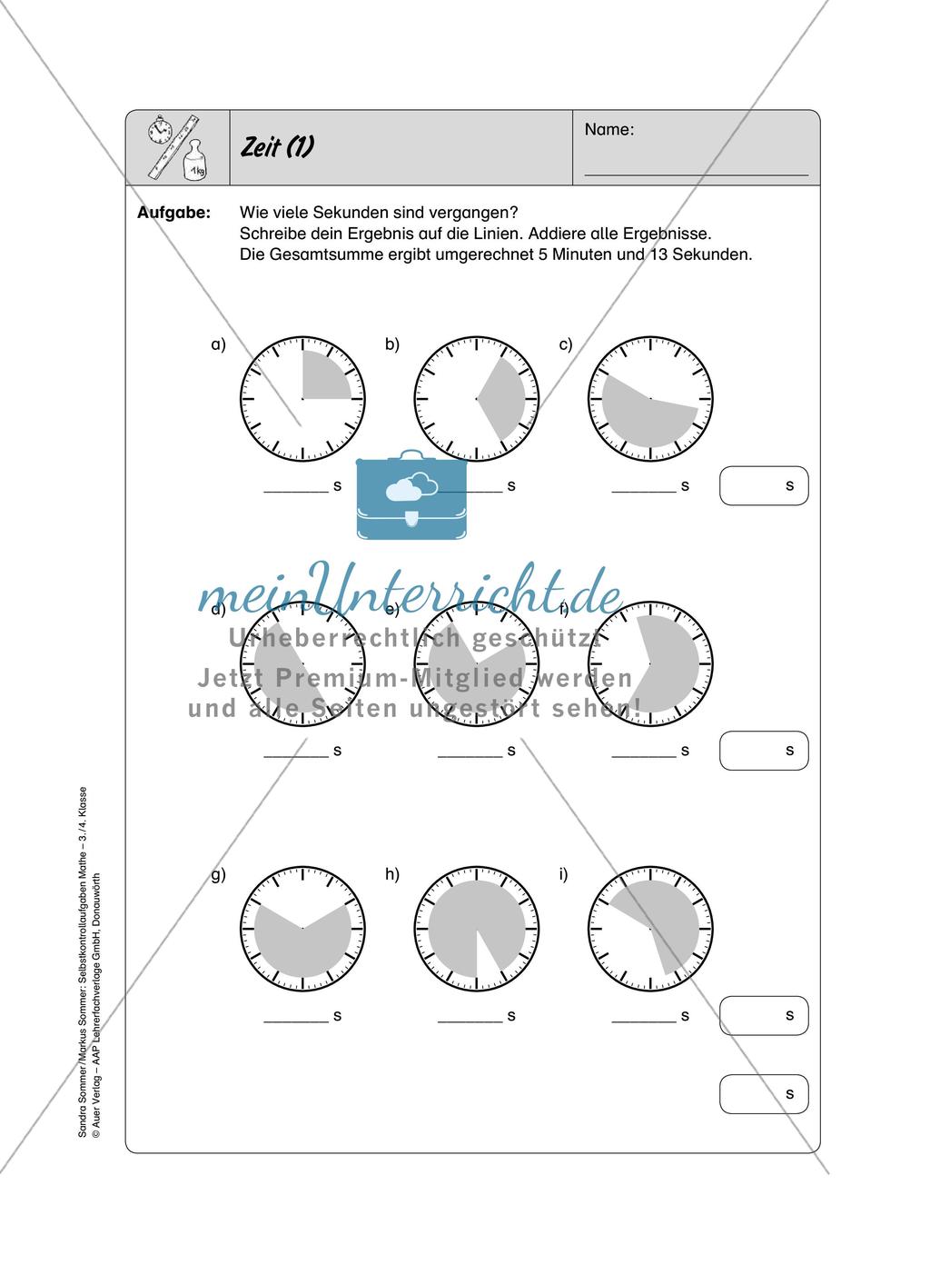Selbstkontrollaufgaben Mathematik: Größen Preview 8
