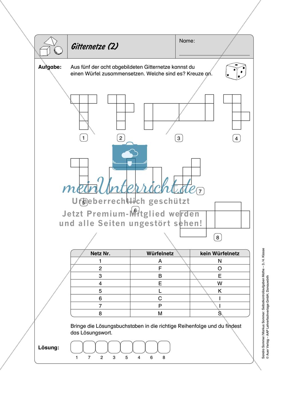 Selbstkontrollaufgaben Mathematik - Raum und Form Preview 11
