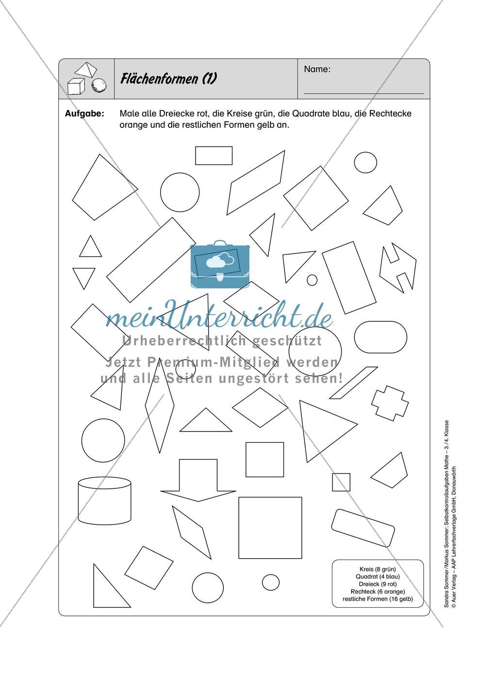 Selbstkontrollaufgaben Mathematik - Raum und Form Preview 3