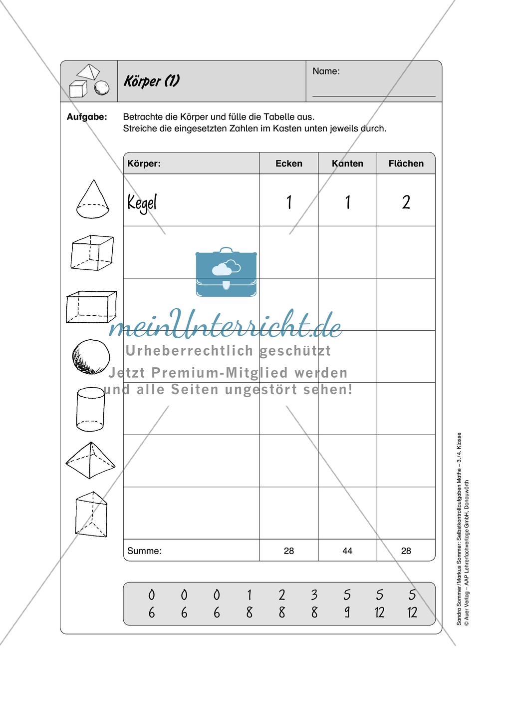 Selbstkontrollaufgaben Mathematik - Raum und Form Preview 5