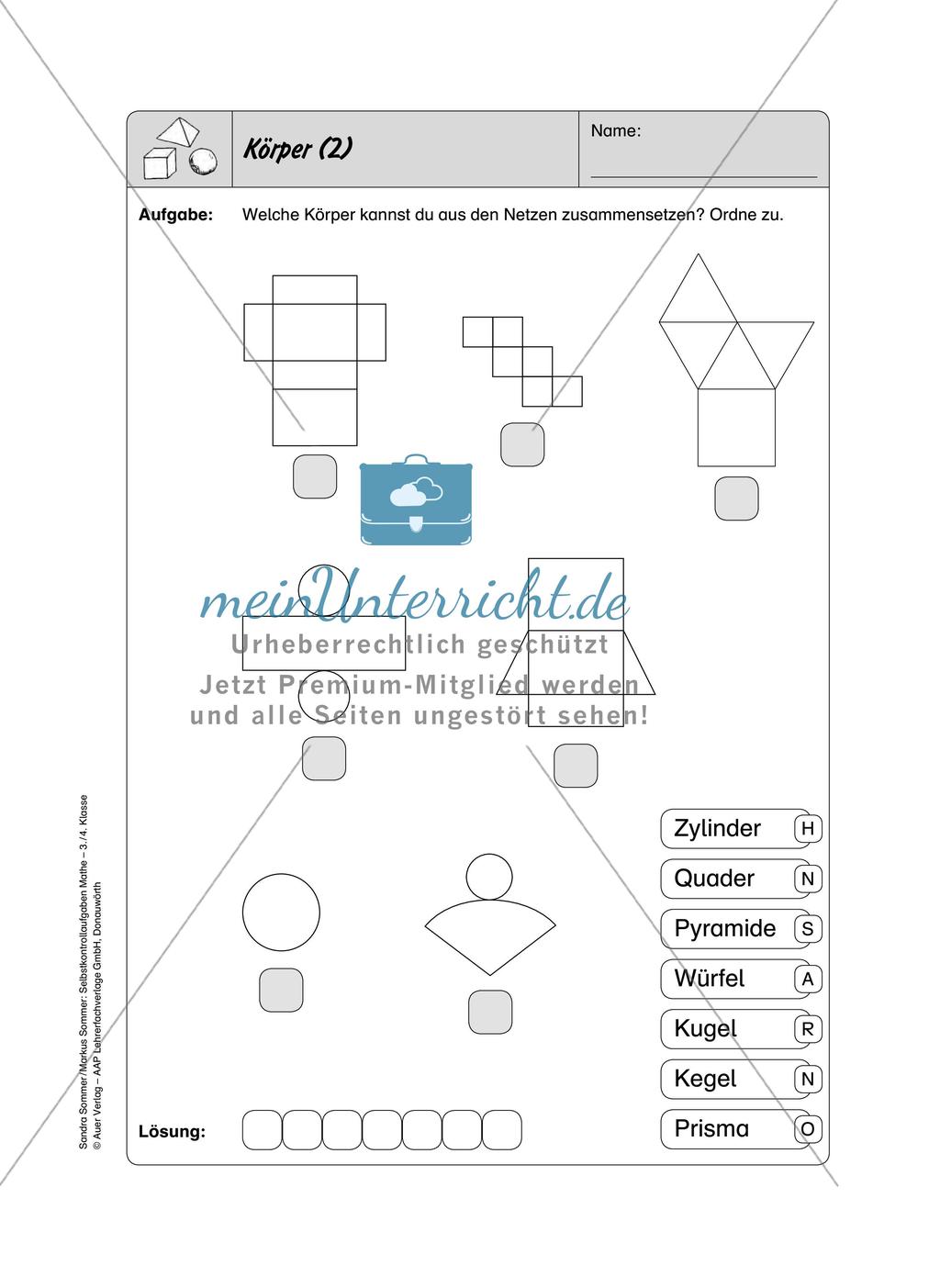 Selbstkontrollaufgaben Mathematik - Raum und Form Preview 6