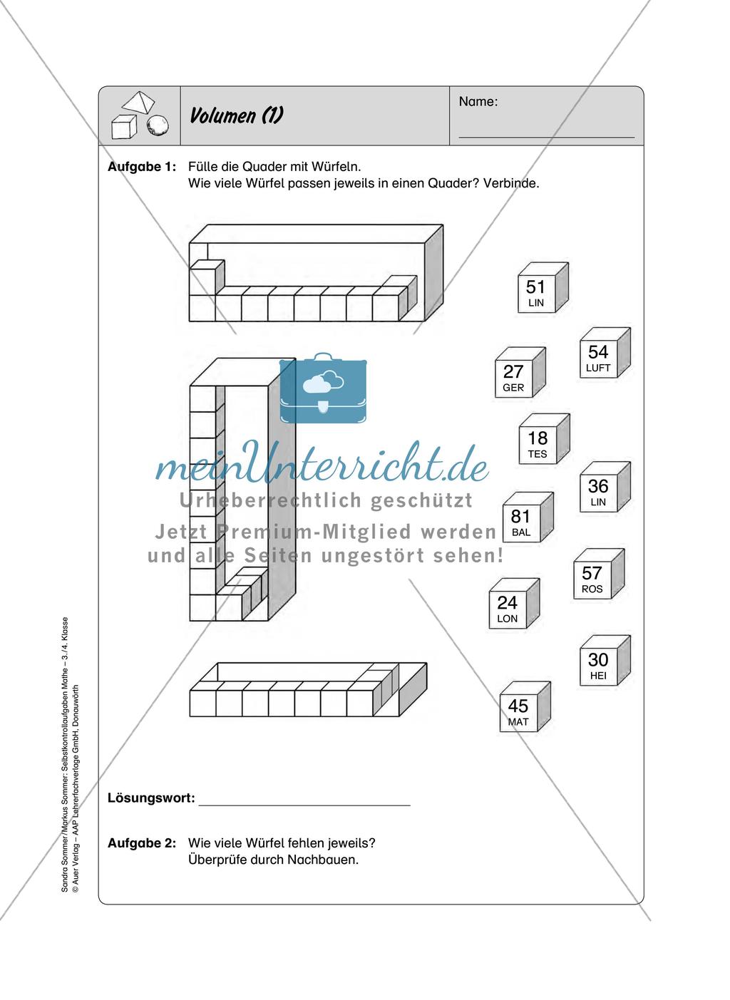 Selbstkontrollaufgaben Mathematik - Raum und Form Preview 8