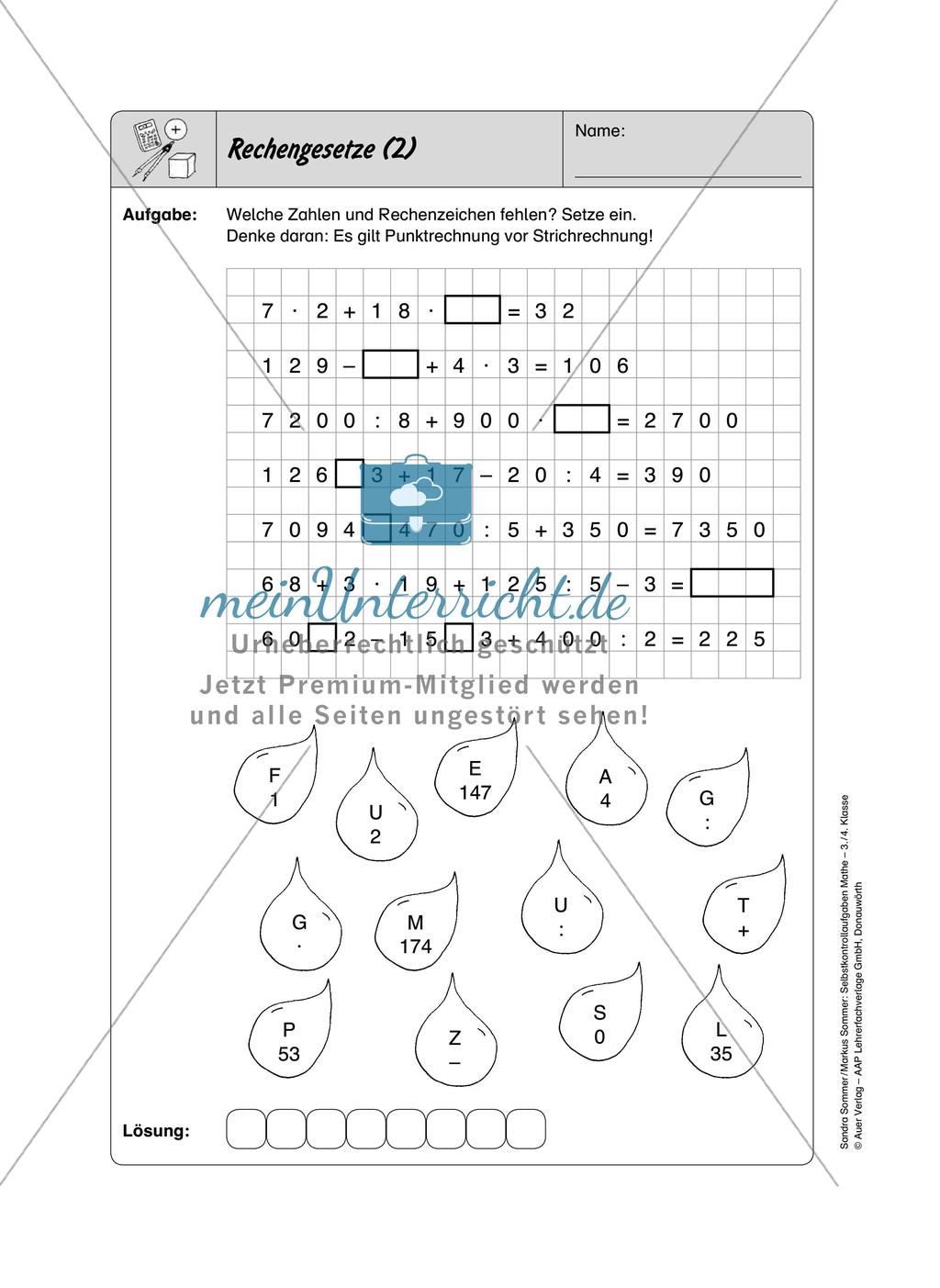 Selbstkontrollaufgaben Mathematik - Gemischte Übungen Preview 10