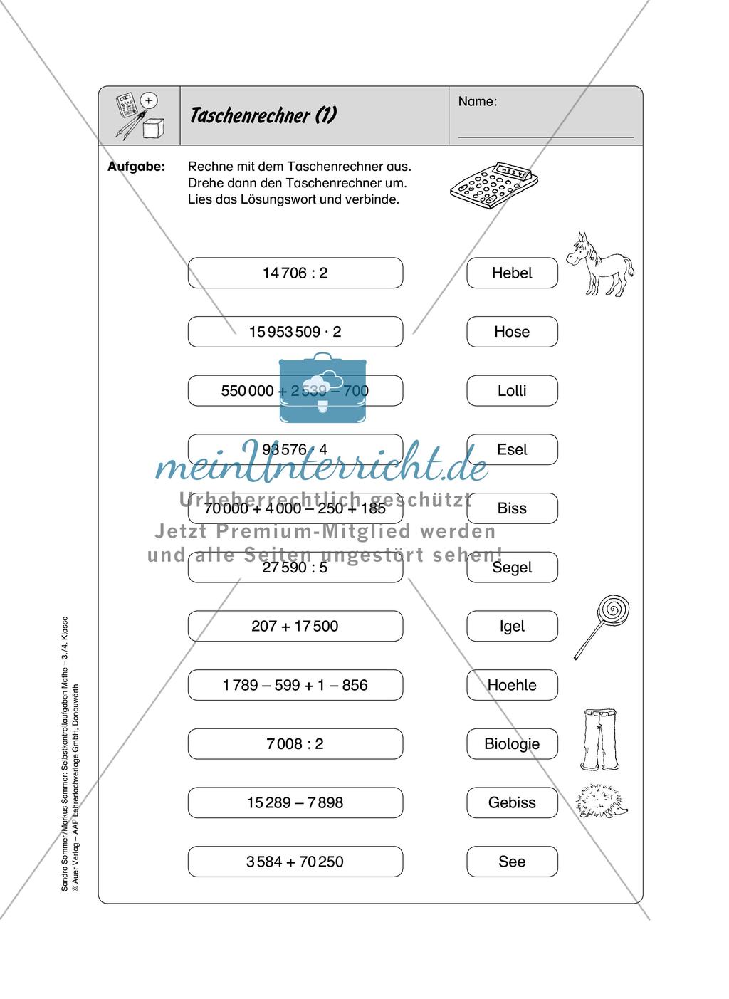 Selbstkontrollaufgaben Mathematik - Gemischte Übungen Preview 11