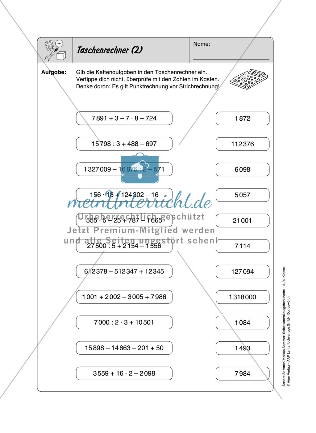 Selbstkontrollaufgaben Mathematik - Gemischte Übungen Preview 12