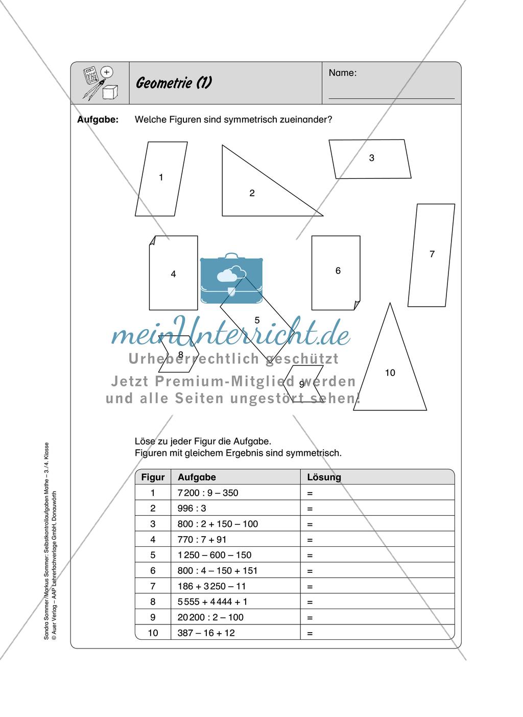 Selbstkontrollaufgaben Mathematik - Gemischte Übungen Preview 13