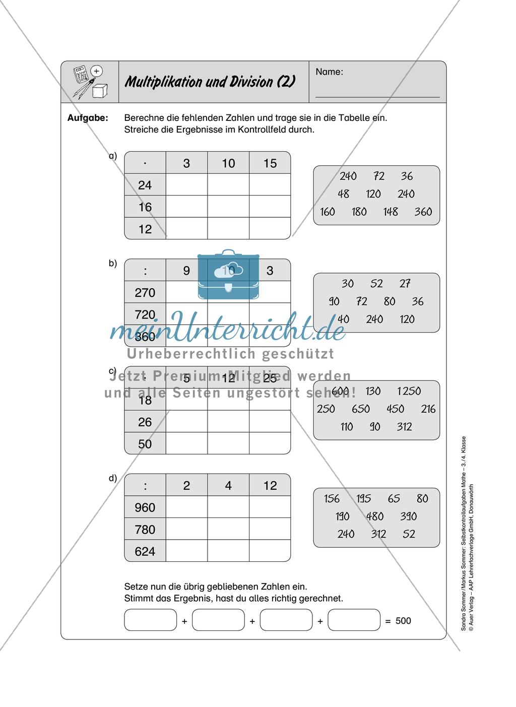 Selbstkontrollaufgaben Mathematik - Gemischte Übungen Preview 6