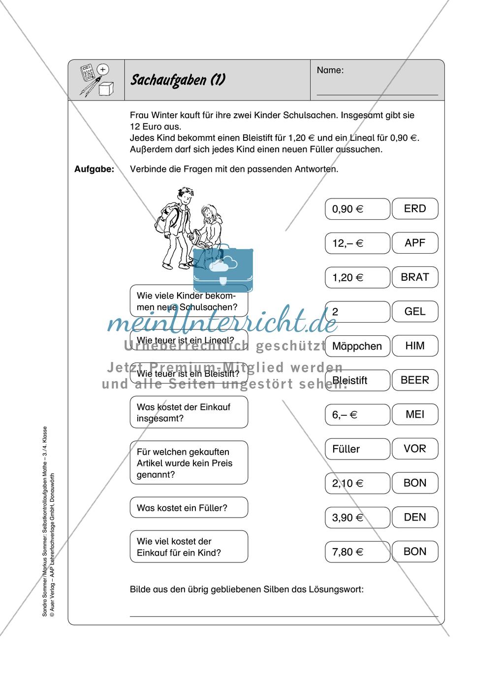 Selbstkontrollaufgaben Mathematik - Gemischte Übungen Preview 7