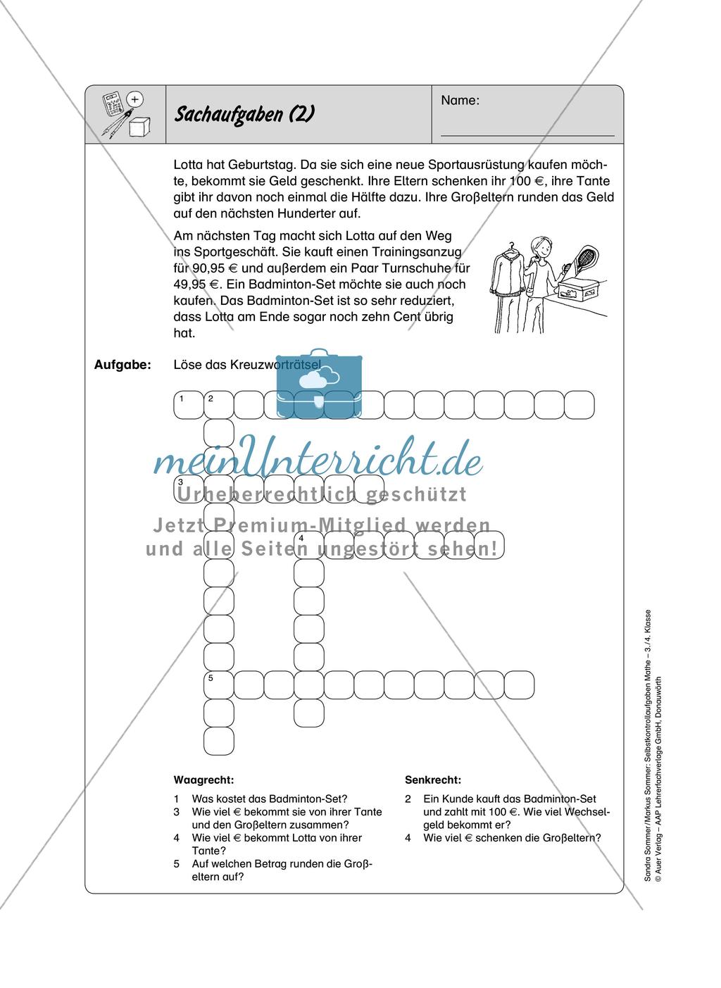 Selbstkontrollaufgaben Mathematik - Gemischte Übungen Preview 8